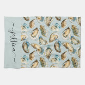 Linge De Cuisine nom de script de motif d'huitres modernes (Horizontal)