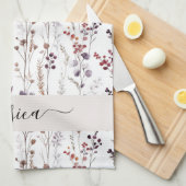 Linge De Cuisine Nom de script des fleurs d'hiver chic (Quart Plié)