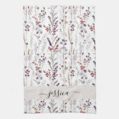 Linge De Cuisine Nom de script des fleurs d'hiver chic (Vertical)