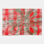 Linge De Cuisine Nom de vacances personnalisé plaid rouge blanc ver (Horizontal)