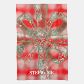 Linge De Cuisine Nom de vacances personnalisé plaid rouge blanc ver (Vertical)