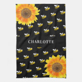 Linge De Cuisine Nom des fleurs jaunes noires des abeilles (Vertical)