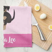 Linge De Cuisine Nom du chien personnalisable Chien Rosé (Quart Plié)