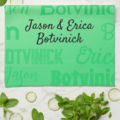 Linge De Cuisine Nom du couple vert (Plié)