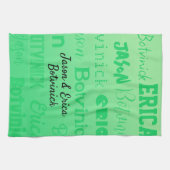 Linge De Cuisine Nom du couple vert (Horizontal)