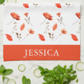 Linge De Cuisine Nom du Fleur sauvage d'aquarelle orange (Plié)
