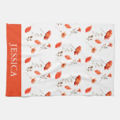 Linge De Cuisine Nom du Fleur sauvage d'aquarelle orange (Horizontal)
