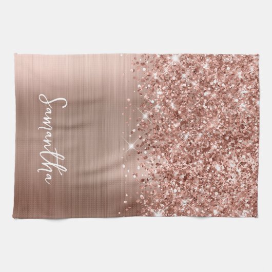 Linge De Cuisine Nom du glamour or Rose Glitt (Horizontal)