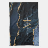 Linge De Cuisine Nom du monogramme Agate Marine Bleu Gold Gemstone  (Vertical)