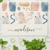 Linge De Cuisine Nom du script du motif du chat mou (Plié)