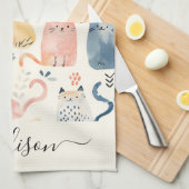 Linge De Cuisine Nom du script du motif du chat mou (Quart Plié)