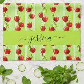 Linge De Cuisine Nom du script motif de cerise moderne (Plié)