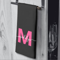 Nom du script rose noir Monogramme