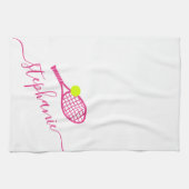 Linge De Cuisine Nom du script rose personnalisé de tennis (Horizontal)