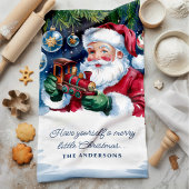 Linge De Cuisine Nom du train de Noël du Père Noël superposé