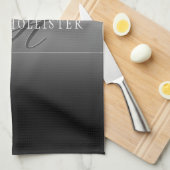 Linge De Cuisine Nom élégant & Initiales monogrammées | Noir & Gris (Quart Plié)