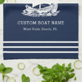 Linge De Cuisine Nom et logo du bateau Nautique moderne (Plié)