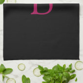 Linge De Cuisine Nom et monogramme sur fond noir (Plié)