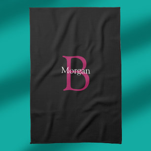 Linge De Cuisine Nom et monogramme sur fond noir