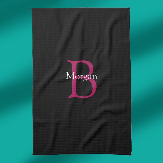 Linge De Cuisine Nom et monogramme sur fond noir
