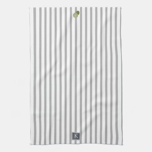 Linge De Cuisine Nom Gris blanc rayé (Vertical)