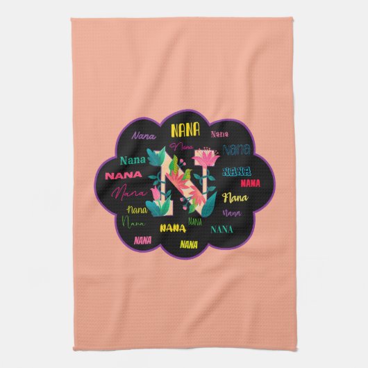 Linge De Cuisine Nom initial floral de Nana Fleur (Vertical)