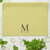 Linge De Cuisine Nom initial Modèle Elegant Black Gold Monogramme (Plié)