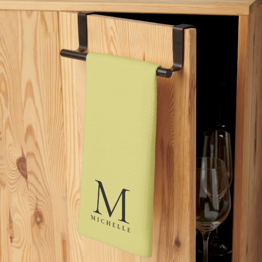 Linge De Cuisine Nom initial Modèle Elegant Black Gold Monogramme (Pliage en tiers)