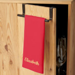 Linge De Cuisine Nom manuscrit jaune Rouge Modèle couleur uni<br><div class="desc">Téléchargez sur mesure Ajouter votre monogramme Photo initiale ou logo Texte Élégant Cuisine et repas modernes / Table et linge de cuisine/ Modèle personnalisé Jaune Nom manuscrit Rouge Couleur Solide Serviette de cuisine.</div>