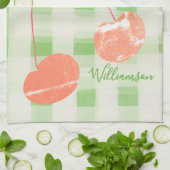 Linge De Cuisine Nom Monogram Check En vichy Pastel Green Cherry (Plié)