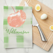 Linge De Cuisine Nom Monogram Check En vichy Pastel Green Cherry (Quart Plié)