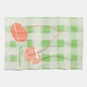 Linge De Cuisine Nom Monogram Check En vichy Pastel Green Cherry (Horizontal)