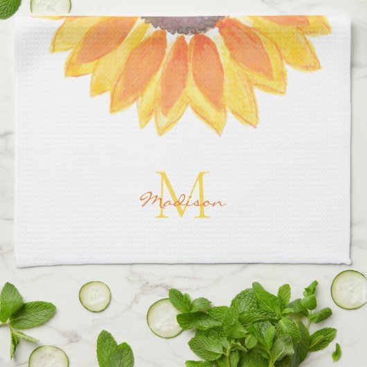 Linge De Cuisine Nom Monogram Sunflower (Plié)
