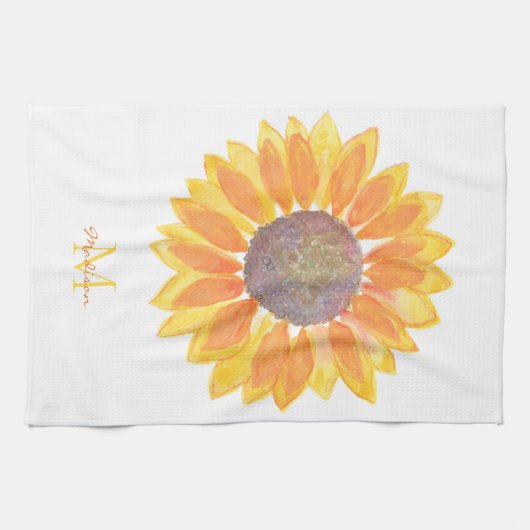 Linge De Cuisine Nom Monogram Sunflower (Horizontal)