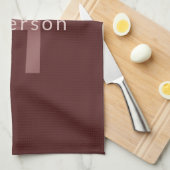 Linge De Cuisine Nom Monogramme d'apparence moderne | Rouge marron (Quart Plié)