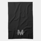 Linge De Cuisine Nom Monogramme Noir Blanc (Vertical)