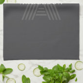 Linge De Cuisine Nom monogrammé rétro moderne gris foncé (Plié)
