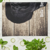 Linge De Cuisine Nom noir personnalisé de photo de chien de (Plié)