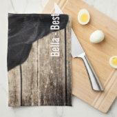 Linge De Cuisine Nom noir personnalisé de photo de chien de (Quart Plié)