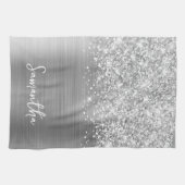 Linge De Cuisine Nom Pailleté Argenté Glam (Horizontal)