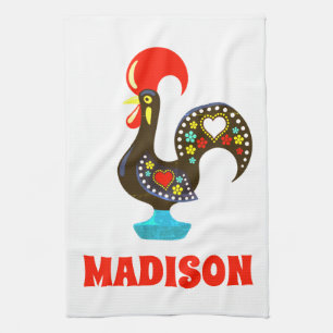 Linge De Cuisine Nom personnalisé Barcelos Portuos Rooster Noir