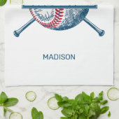 Linge De Cuisine Nom personnalisé Baseball (Plié)