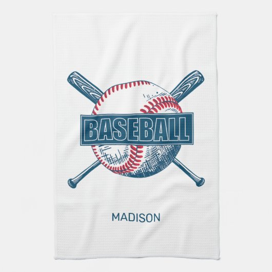 Linge De Cuisine Nom personnalisé Baseball (Vertical)