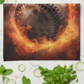 Linge De Cuisine Nom personnalisé Baseball en feu (Plié)