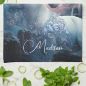 Linge De Cuisine Nom personnalisé belle licorne (Plié)