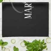 Linge De Cuisine Nom Personnalisé Black Elegant | Nom (Plié)