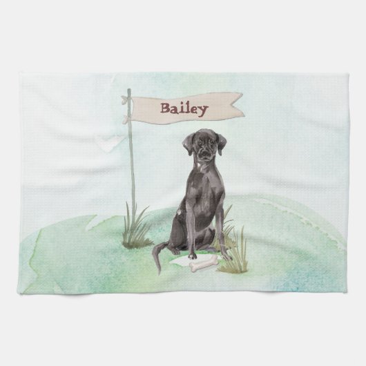 Linge De Cuisine Nom personnalisé Black Lab Pet Dog (Horizontal)