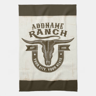Linge De Cuisine NOM personnalisé Bull Steer Skull Western Ranch
