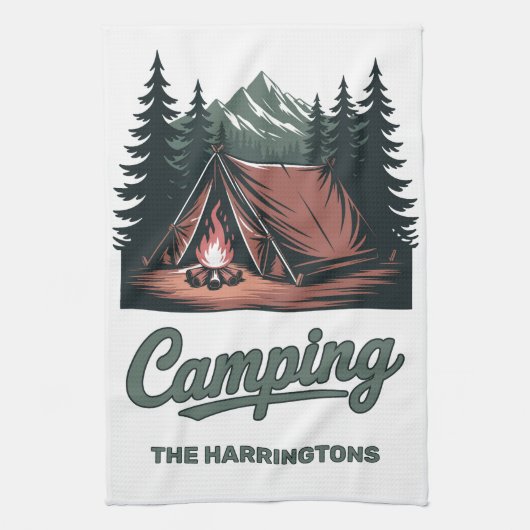 Linge De Cuisine Nom personnalisé Camping (Vertical)