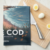 Linge De Cuisine Nom personnalisé Cape Cod Massachusetts (Quart Plié)